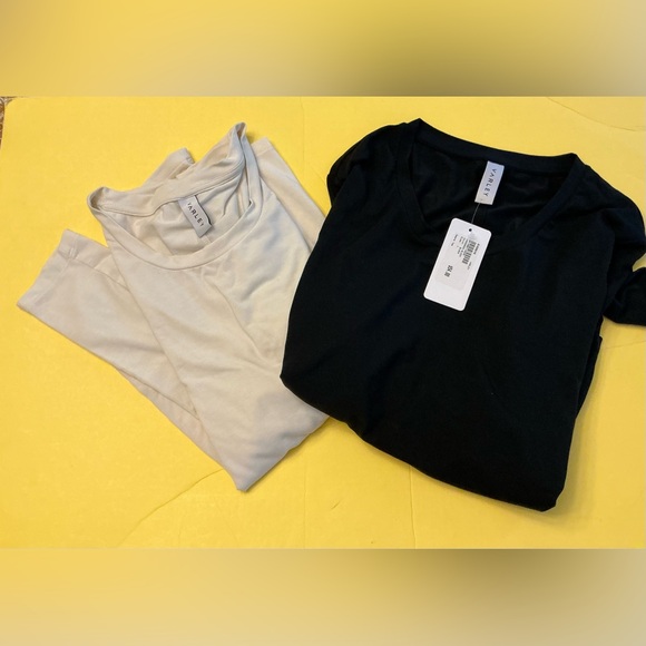 2 Varley long sleeve Deane tee tops from Evereve sz large $54 black NWT - Picture 1 of 7
